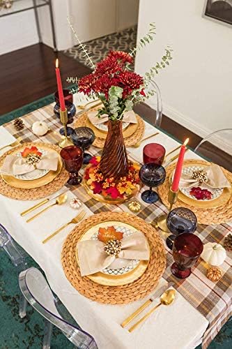 Set of 2 Woven Placemats for Dining Table, Natural Water Hyacinth