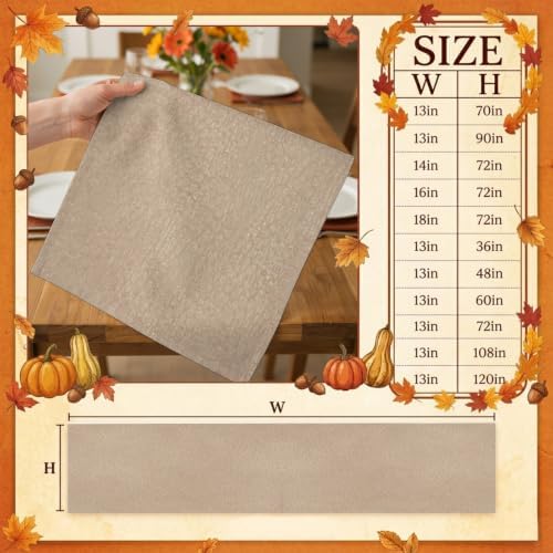 Beige Cotton Linen Long Table Runner 13 x 108 inch Farmhouse Solid