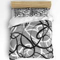 Duvet Cover Set Queen, Abstraction Distortion Lines Art 3 Piece