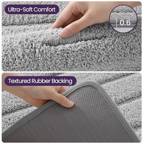 DEXI Bath Mats for Bathroom 60x24, Absorbent Bath Mat Quick Dry, Light