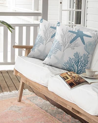 Outdoor Pillow Covers with Inserts,Starfish Coral Waterproof