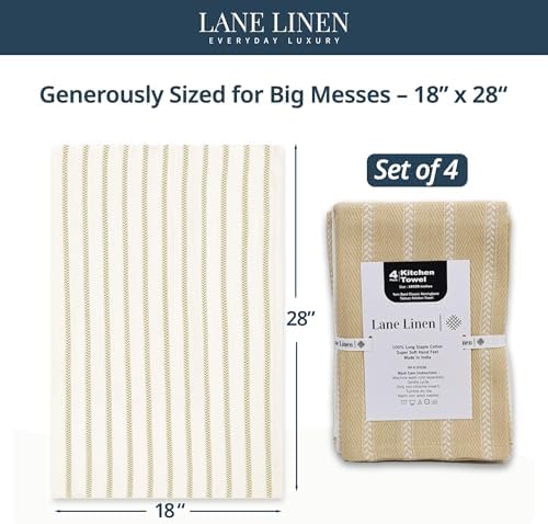 LANE LINEN Hand Towels for Kitchen 100% Cotton Absorbent 4 Pack