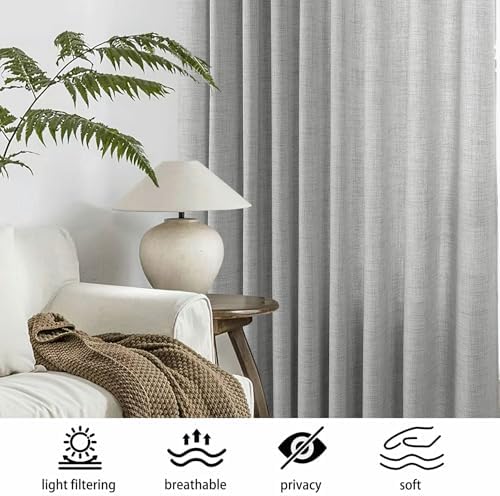 Macochico Extra Long Pinch Pleated Linen Curtains 108 Inches Long for