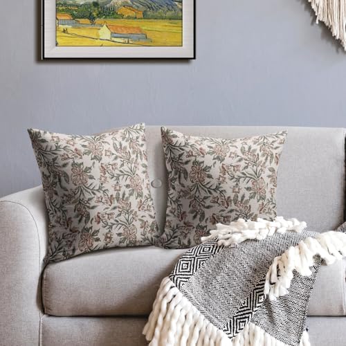 Robvobe Floral Block Print Pillow Covers 18x18 Set of 2 Vintage Flower