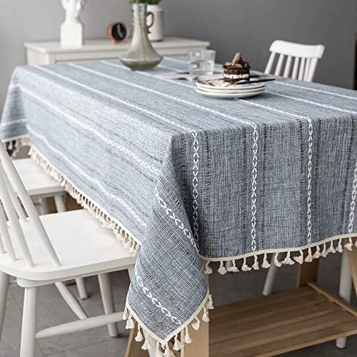 Mucalis Tassel Tablecloth Square Solid Gray Table Cover for Party