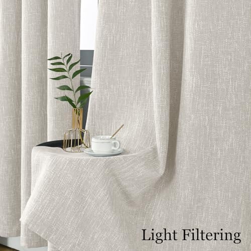Extra Long Burlap Linen Farmhouse Curtains 120 inch Length 2 Panels
