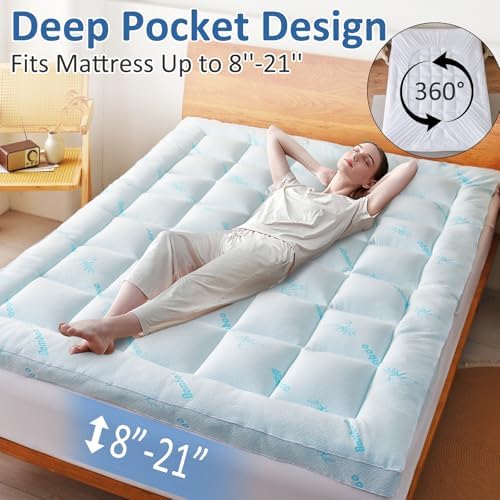 Favorland Mattress Topper Queen Size - Cooling Extra Thick Breathable