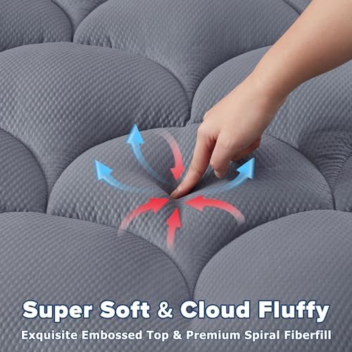 ELVEN HOME Queen Mattress Pad for Back & Hip Pain Relief, Pillow Top