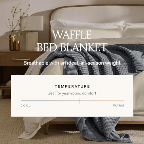 BOLL & BRANCH Waffle Bed Blanket, Full/Queen, Cream