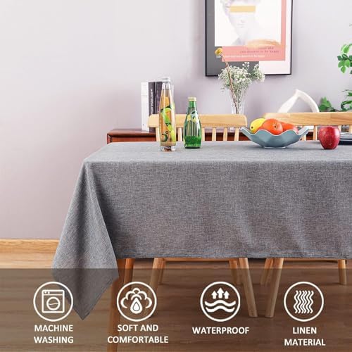 MikiUp Faux Linen Tablecloth - Slubby Textured Weaves Table Cloth for