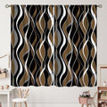 Brown Curtains Black and Gray Curtain with Rod Pocket for Bedroom
