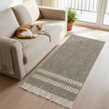 Gray Texture Hallway Runner Rug 2'x5', Country Farmhouse Burlap
