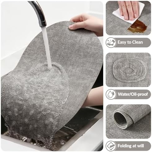 homing Heat Resistant Oval Placemats Set of 8, Light Grey