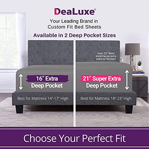 DeaLuxe Cal King Fitted Sheet Only Deep Pocket - 17in - 21in Inch +