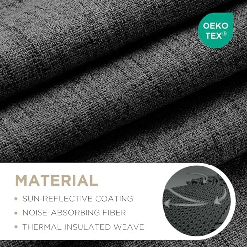 Joydeco 100% Blackout Curtains for Bedroom, Natural Linen Curtains