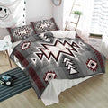 Duvet Cover Set Queen, Retro Bohemian Gray Pattern 3 Piece Bedding Set
