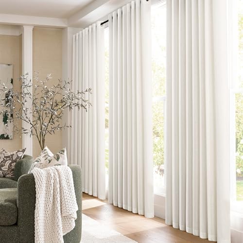 Jowels Light Cream Linen Grommet Curtains 84 Inch Long for Living Room