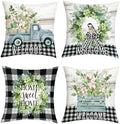 20x20 Set of 4 Green Eucalyptus Leaves Throw Pillow Cushion Cover