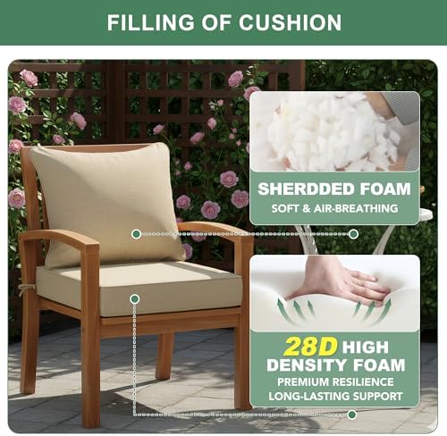 Summsun Outdoor Chair Cushions Set of 4, Faux Linen Patio Furniture