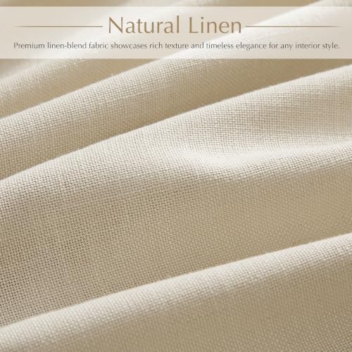 Beige Pinch Pleated Linen Curtains 120 inch Length 2 Panels for Living