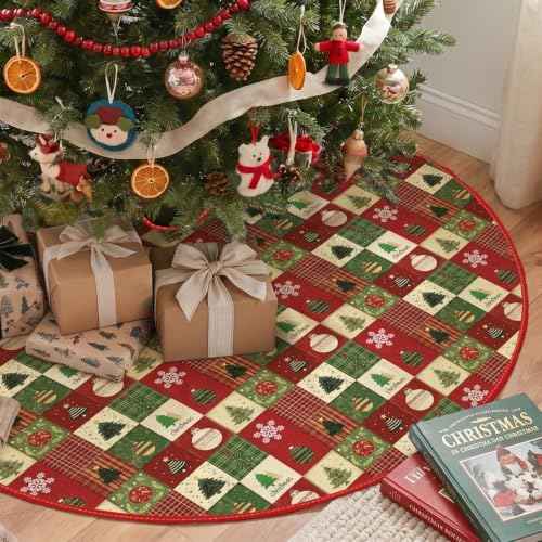 AVOIN colorlife 36 Inch Plaid Christmas Tree Skirt