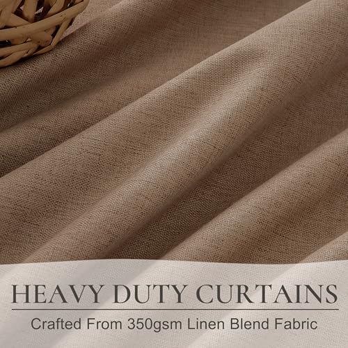 RustBrown Black Out 96 Inch Long Boho Curtains 2 Panel Set, Farmhouse
