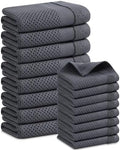 Homaxy Kitchen Towels and Dishcloths Set, Set of 16, Dark Grey