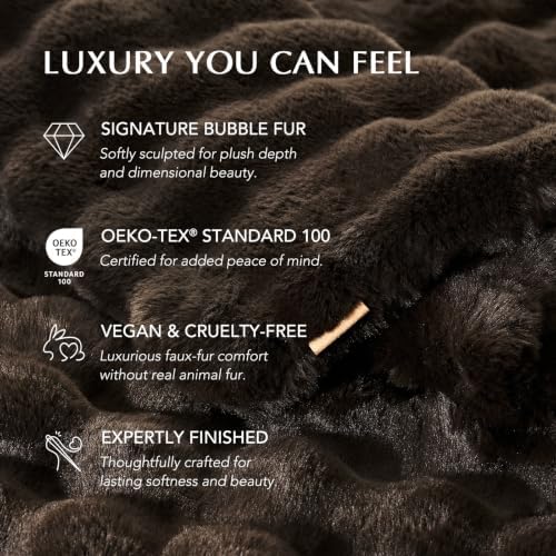 EverGrace Double-Sided Bubble Faux Fur Throw Blanket, 60"x80", Dark