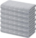 Mordimy Cotton Checkered Kitchen Towels, 16"x 26", 6 Pack, Light Grey