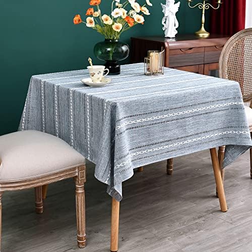 NEWISHER Farmhouse Embroidered 70x70 Inch Square Tablecloth Linen