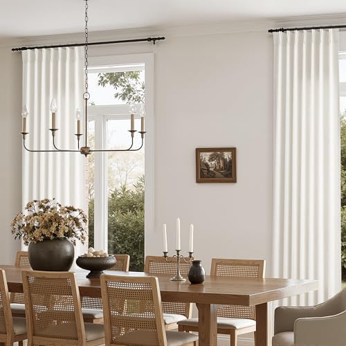 Nanspring Pinch Pleated Linen Curtains 2 Panels Cream 63 Inch Length