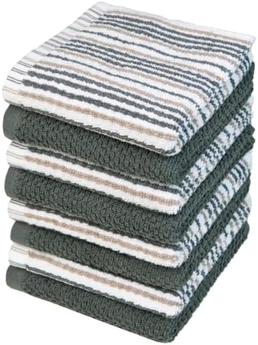 Bumble Dish Cloths 8-Pack, 100% Cotton Kitchen Towels, 12"x12" Grey