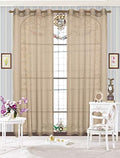YHSF Solid Sheer Grommet Window Curtains, 2-Panel Voile, Taupe
