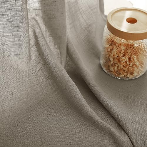 Taupe Linen Curtains 96 inches Long for Living Room Back Tab Rustic