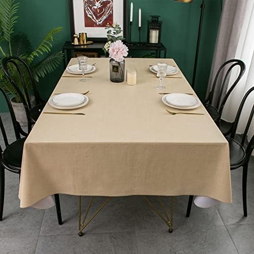 LIBERECOO Vinyl Tablecloth with Flannel Backing, Champagne