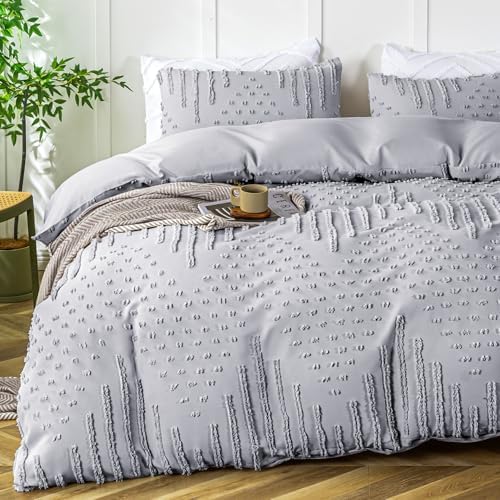 Sophia & William Microfiber Boho Tufted Duvet Cover Set, Queen, 3 PCS