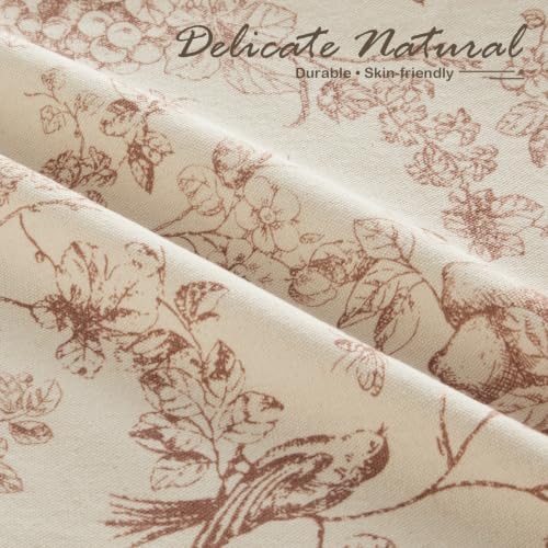 Fall Floral Bird Printing Pillow Covers 18”x18”, 2 Pack, Rust