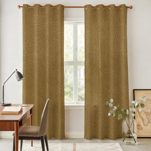 Vintage Brown Window Curtains 96 Inch Length 2 Panels Set, Modern