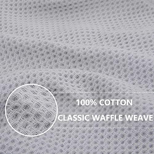 Homaxy 100% Cotton Waffle Weave Kitchen Dish Cloths 8-Pack, Light Gray