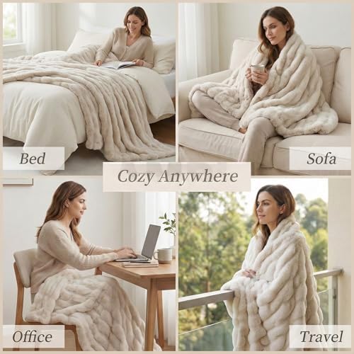 Luxury Concepts Soft Faux Rabbit Fur Throw Blanket - 60" x 80"