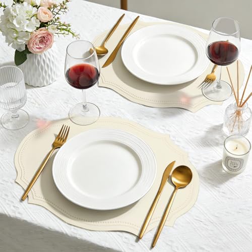 Faux Leather Placemats, 12 X 17 Inch Waterproof Wipeable Heat