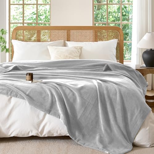 CHUFFED Cotton Waffle Blanket King Size - Plush Milk Velvet &