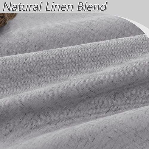 Guken Extra Long 100% Blackout Grey Linen Curtains 120 Inches for