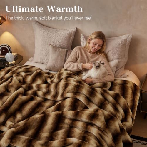 Ultra-Soft Faux Fur Throw Blanket - 60"x80", Brown