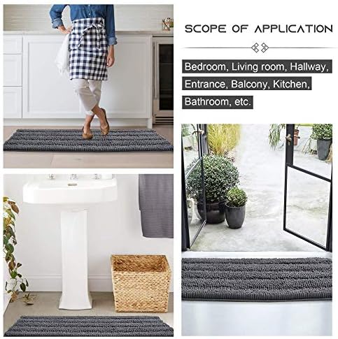 NICETOWN Grey Bathroom Runner Rug, Extra Thick Oversize Bath Mat for