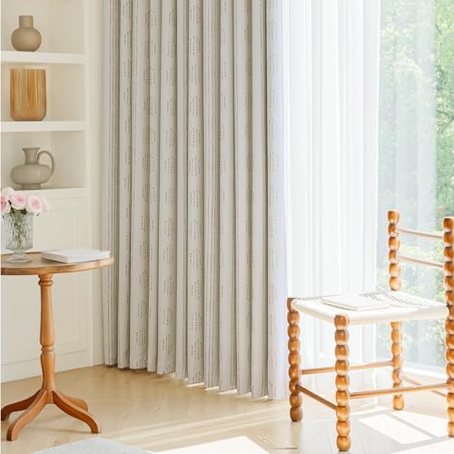 100% Blackout Taupe Boho Curtains, 96 Inches, 2 Panels for Bedroom