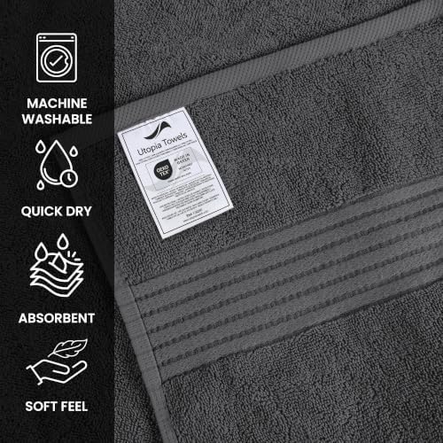 Utopia Towels 6 Pack Bath Towels, 27x54 in, 100% Cotton, Grey