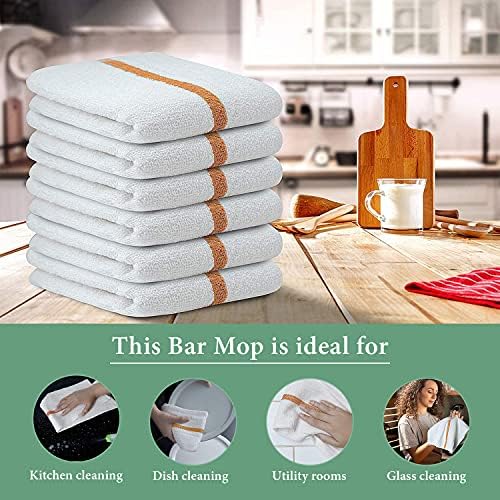 Bar Mop Gold Stripe 10lbs 16x19 Pack of 60 100% Cotton Double Stitched