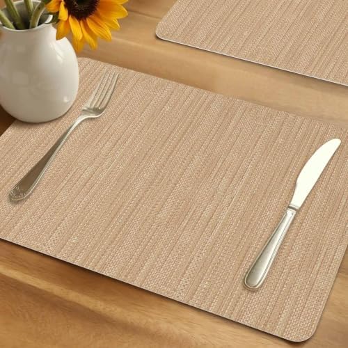 Minimalist Light Brown Leather Placemats Set of 6,12x18