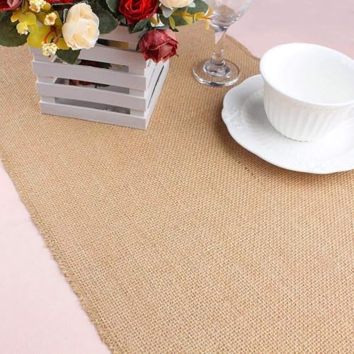 6-Pack Burlap Table Runners 12 x 108 Inch – Natural Jute Rustic